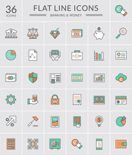 flat-line-banking-money-icons