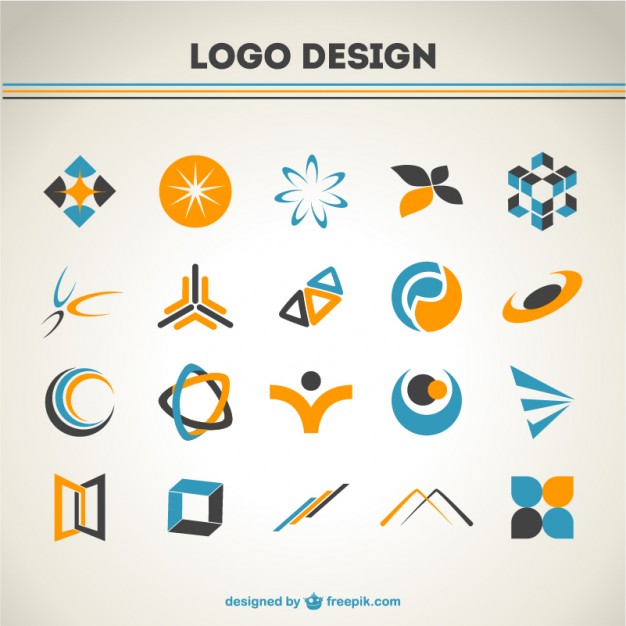 orange-and-blue-logos-set