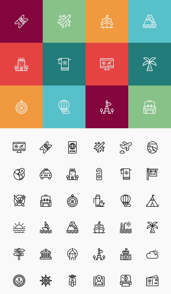 travel-and-vacation-icon-set