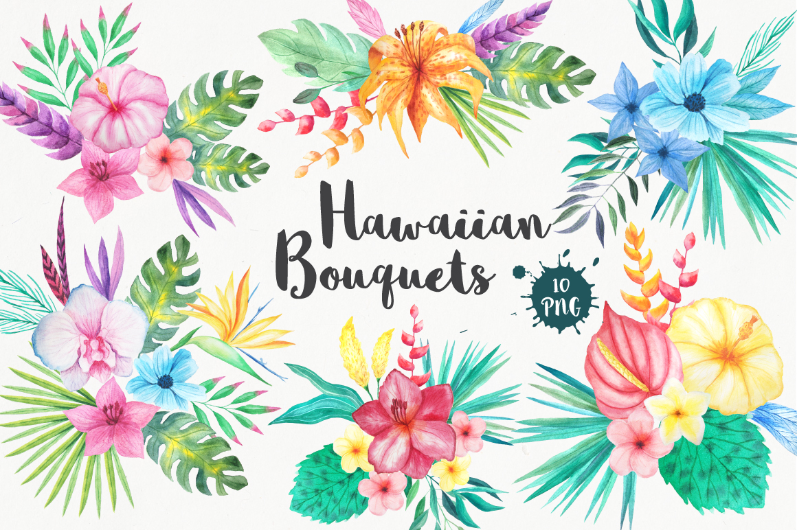 free-tropical-bouquets-clipart-set