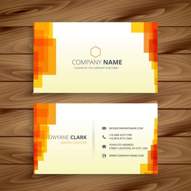 free-orange-pixelated-business-card-mockup