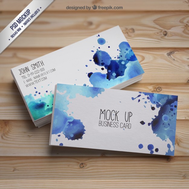 free-watercolor-business-card-mockup