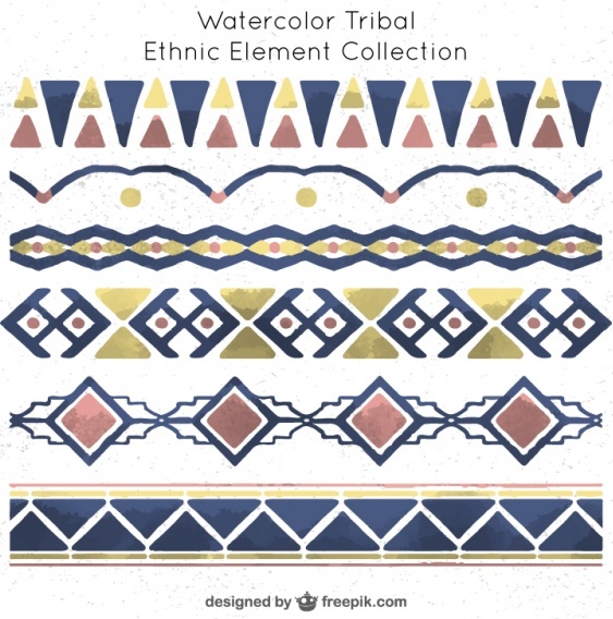 free-collection-of-watercolor-tribal-elements