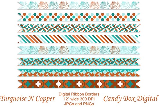 turquoise-n- copper-premium-ribbon-borders