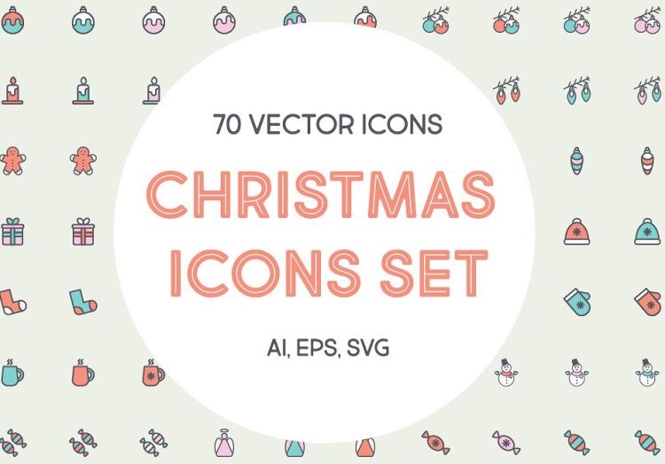 70 vector Christmas Icons