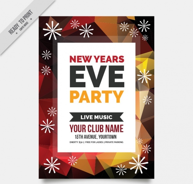 Abstract new year party brochure Free Vector