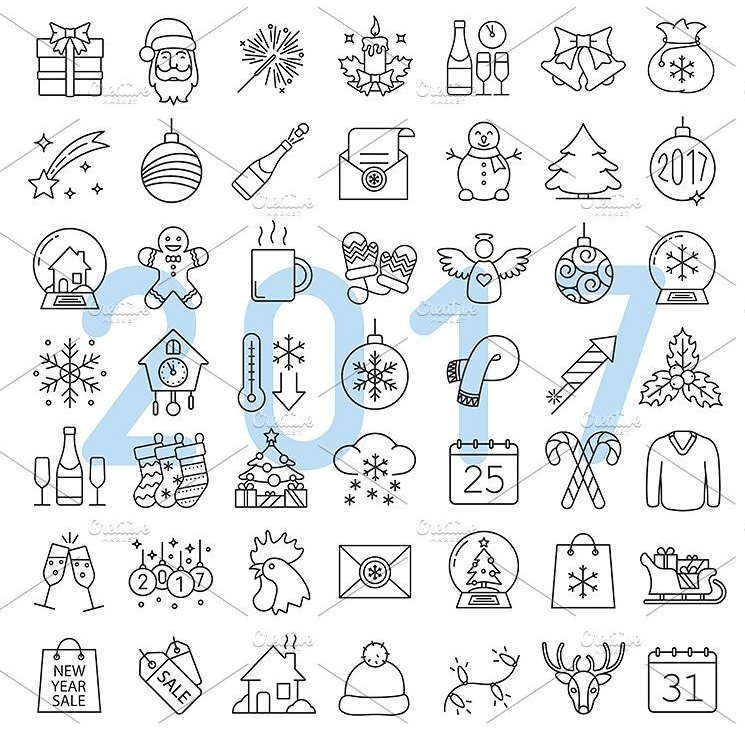 Christmas and New Year icons. Vector