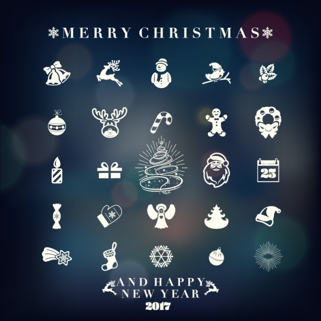 Christmas icons collection Free Vector1