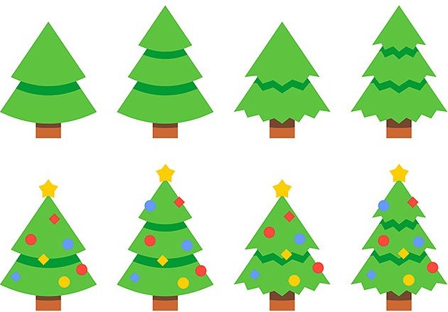 Flat style christmas spruce trees