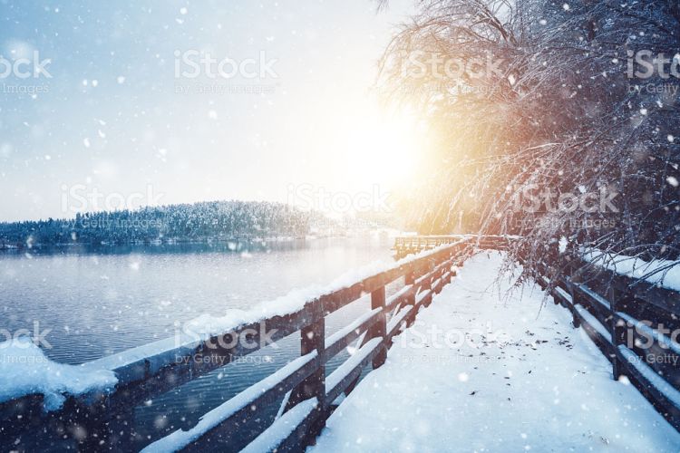 Idyllic Frozen Footpath - Stock Image