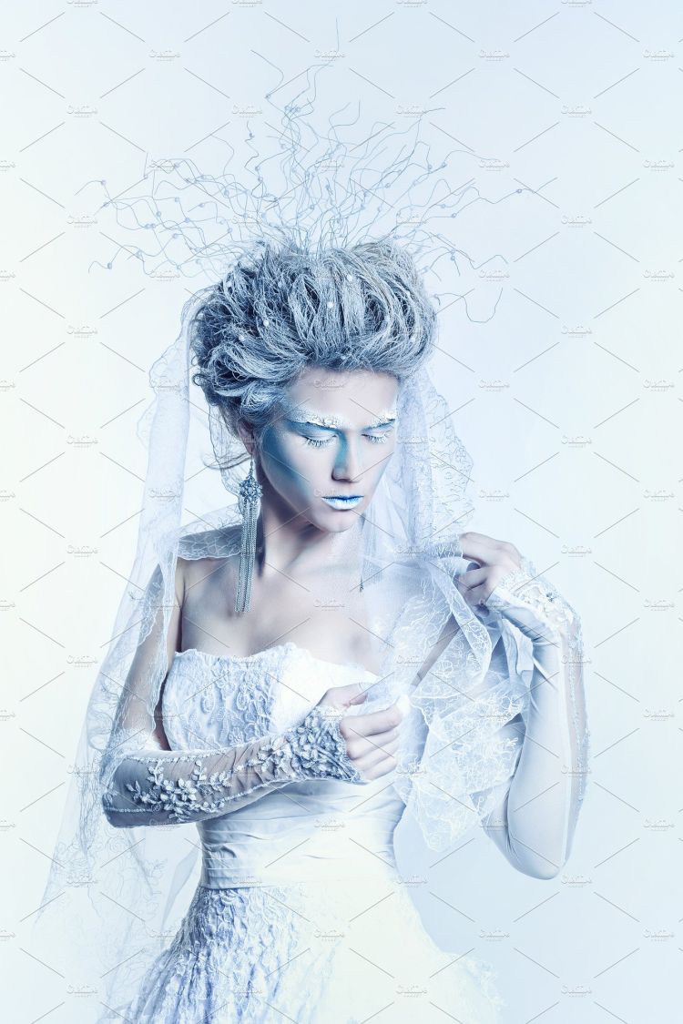 Snow queen with unusual makeup