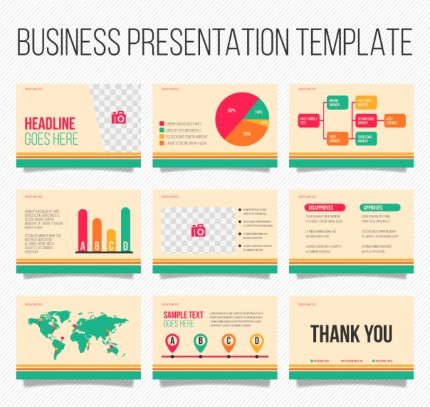 Business presentation template with infographic elements Free Vector