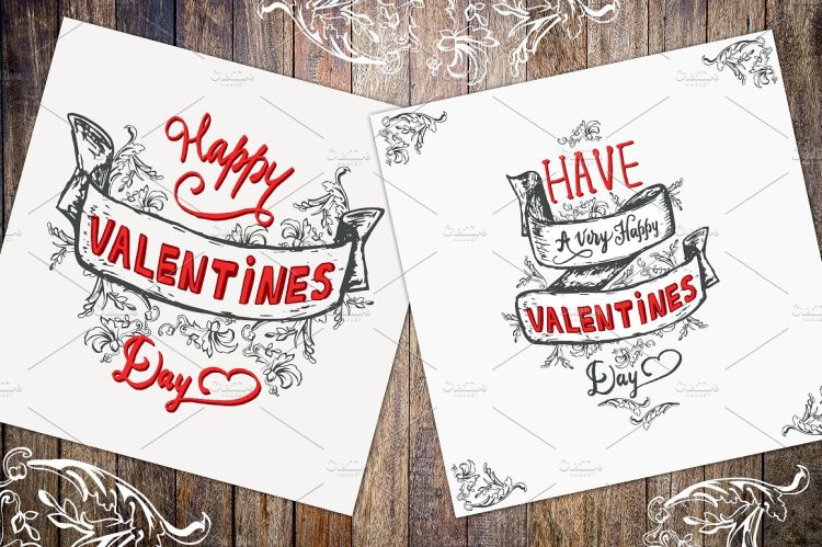 Have a very happy Valentines Day lettering vintage celebrating card.