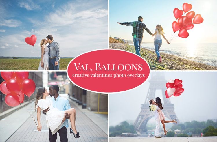 Valentines Balloons photo overlays