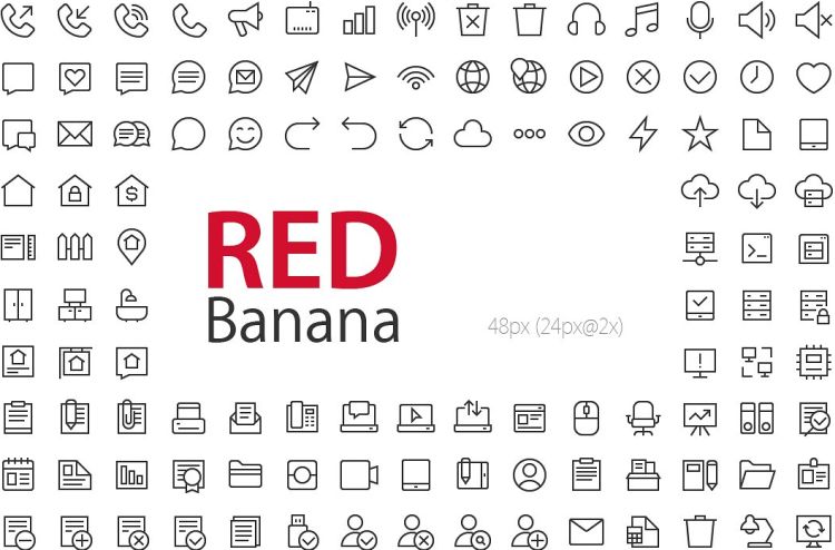 red-banana-icon-set