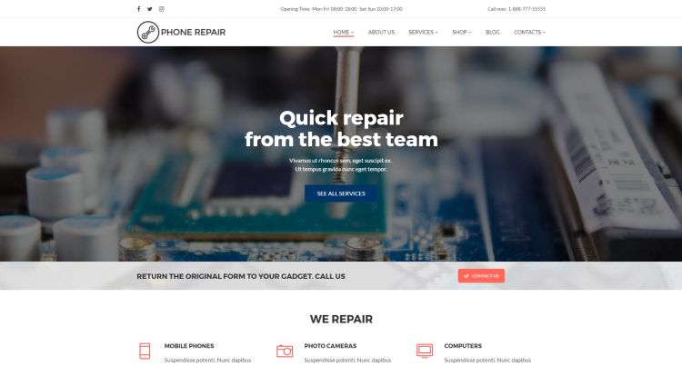 computer and cellphone repair services wordpress theme nulled