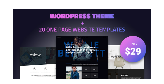 20 One Page Website Templates 1 WordPress Theme For Only 29 GT3 Themes