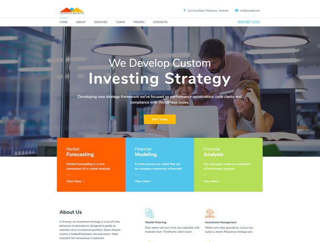 Investments One Page Website Template