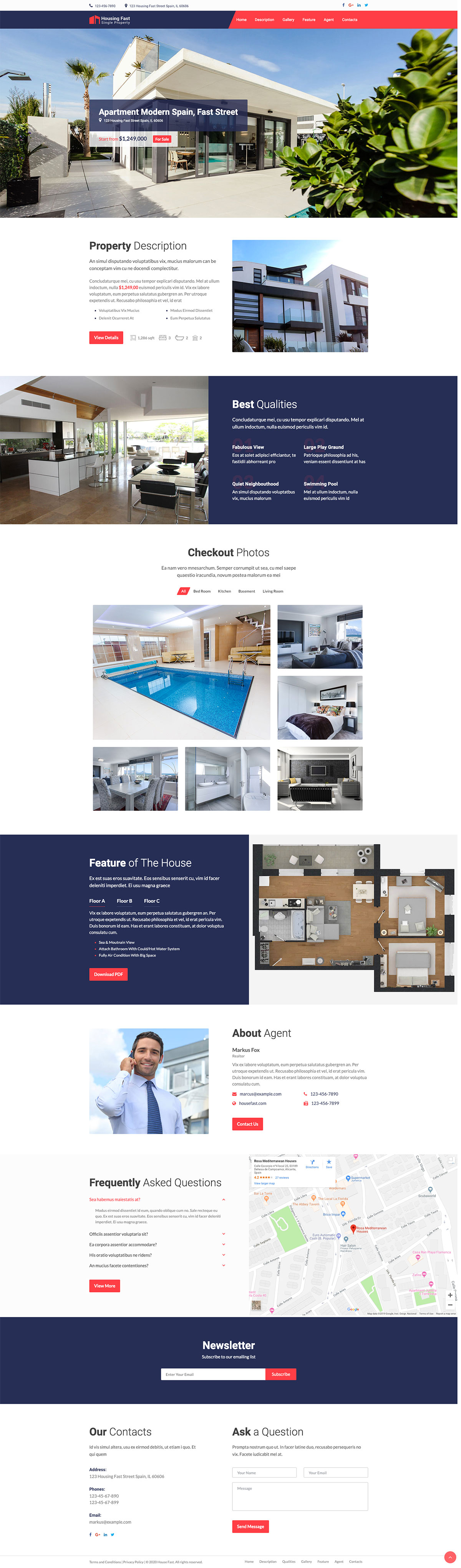 Single Property One Page Website Template