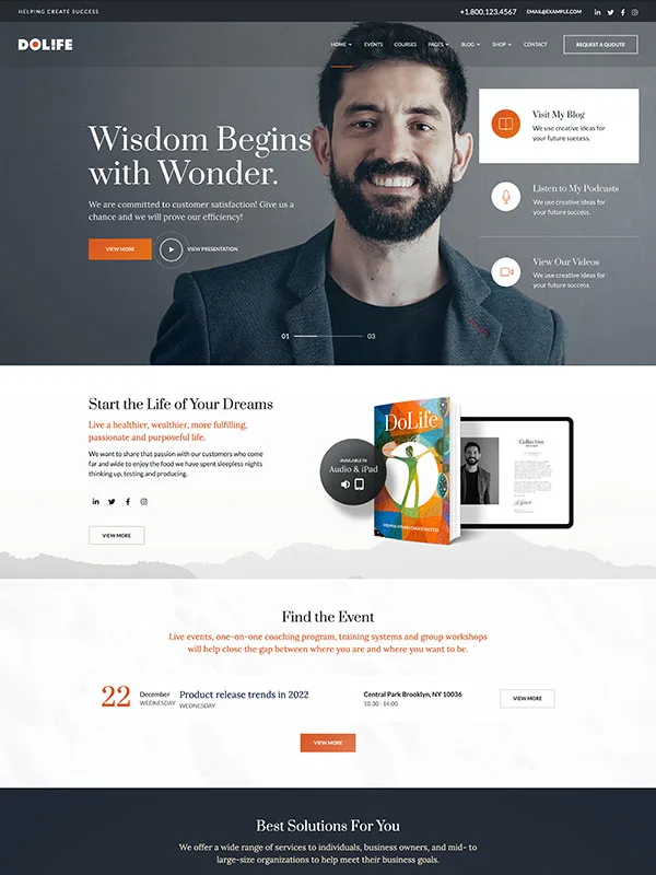 Dolife coaching online courses WordPress theme