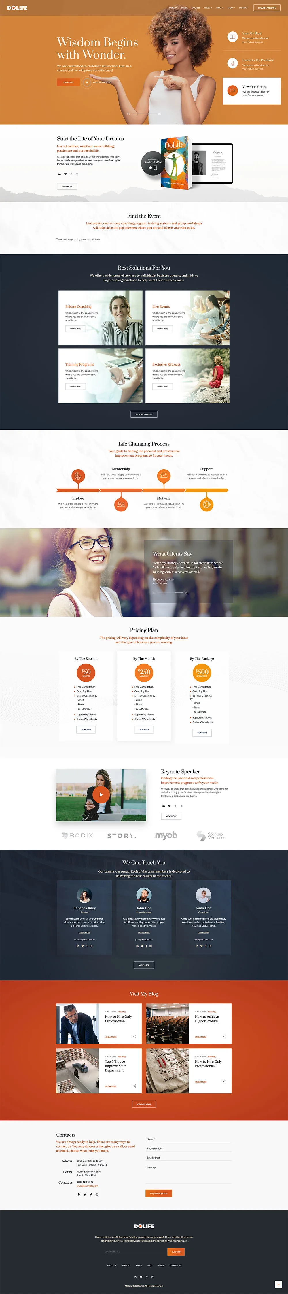 Dolife Coaching and Online Courses WordPress Theme