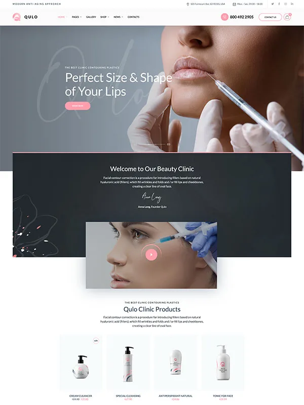 Qulo Cosmetology and Botox Injection WordPress Theme