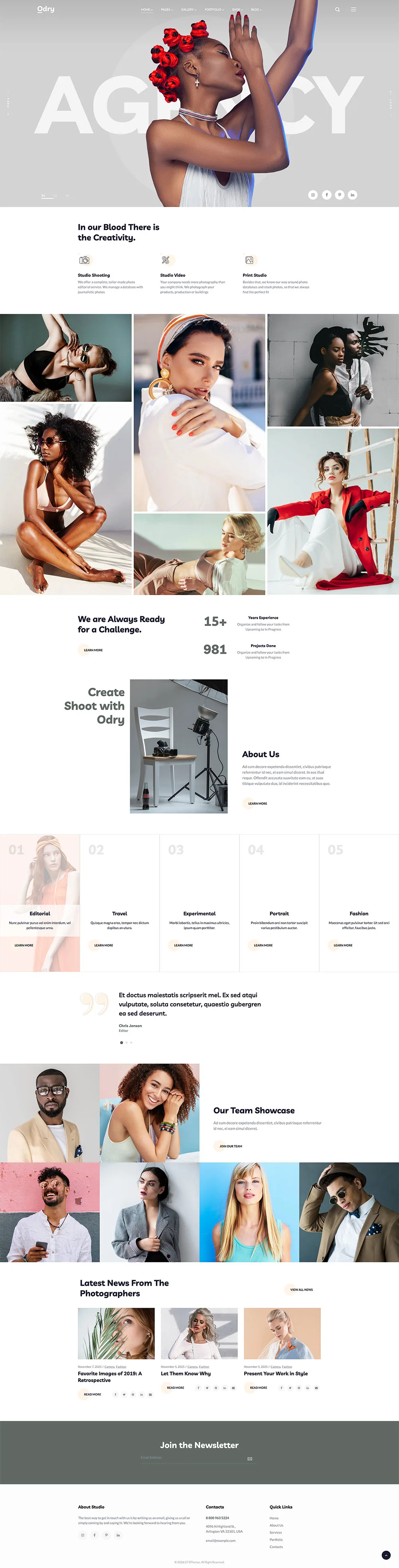 Odry Photography WordPress Theme