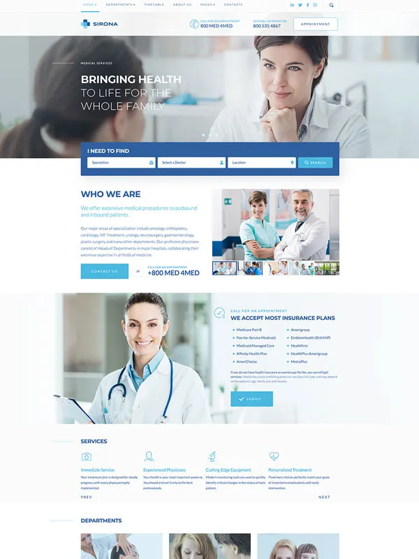 Sirona – Health & Medical Clinic WordPress Theme