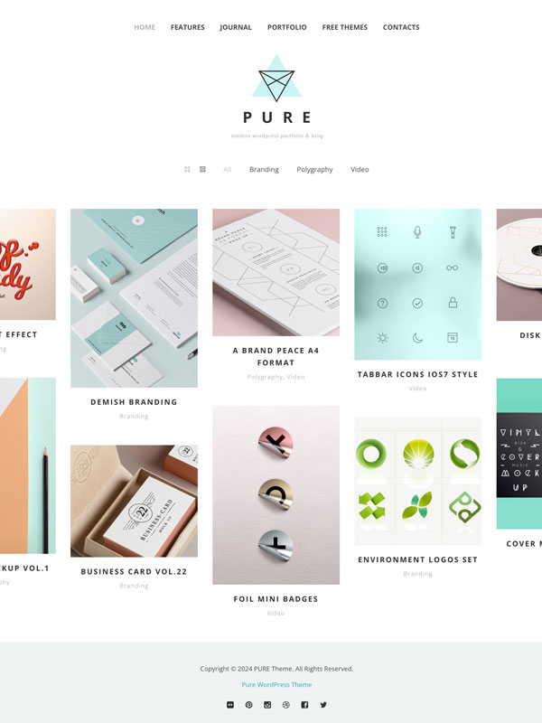 pure free portfolio wordpress theme