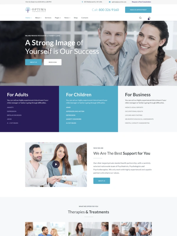 Optima Psychology and Counseling WordPress Theme