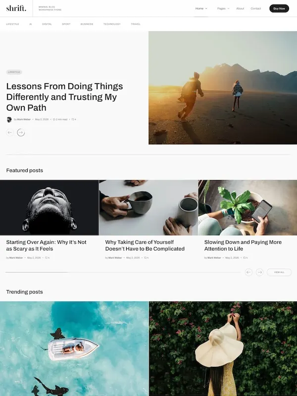Shrift Elementor Blog and Magazine WordPress Theme