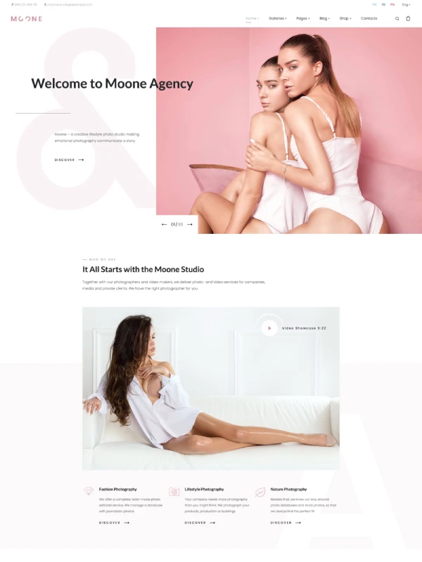 Moone Photography Agency WordPress Theme