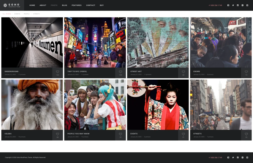 soho photography videography wordpress theme